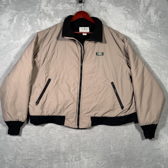 Vintage L.L.Bean Jacket Mens Extra Large Beige Warm-Up Fleece Lined USA 90s - Picture 1 of 9